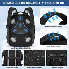 New Ryanair Cabin Bags 40X30X20, 24L Water-Resistant Travel Backpack with Shoe Compartment, Underseat Travel Bag Carry on 15.6-Inch Laptop Backpack, School Work Rucksack for Men Women, Black