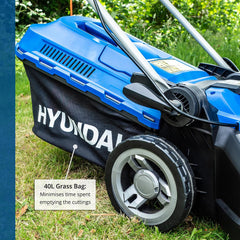 15'' / 38Cm 1600W Electric Lawnmower with Rear Roller with Mulching Feature 40 Litre Collection Bag and 5 Cutting Heights with 10M Power Cable