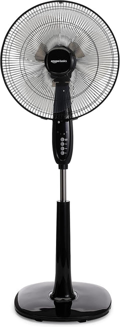 Height & Tilt Angle Adjustable Oscillating Digital Dual 3-Blade 3-Speed Standing Pedestal Fan with Remote Control, Black