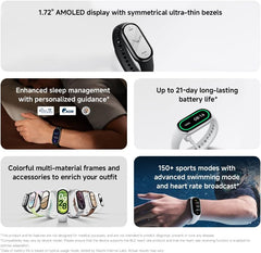 Smart Band 10: Ultimate Fitness Tracker with 1.72" AMOLED Display, 21-Day Battery Life, 150 Sports Modes, Sleep Monitoring & 5ATM Waterproof – Compatible with Android & iOS!