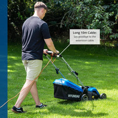 15'' / 38Cm 1600W Electric Lawnmower with Rear Roller with Mulching Feature 40 Litre Collection Bag and 5 Cutting Heights with 10M Power Cable