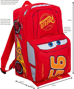 Cars 3D Backpack Kids Lightning Mcqueen School Nursery Lunch Bag Rucksack Red 95