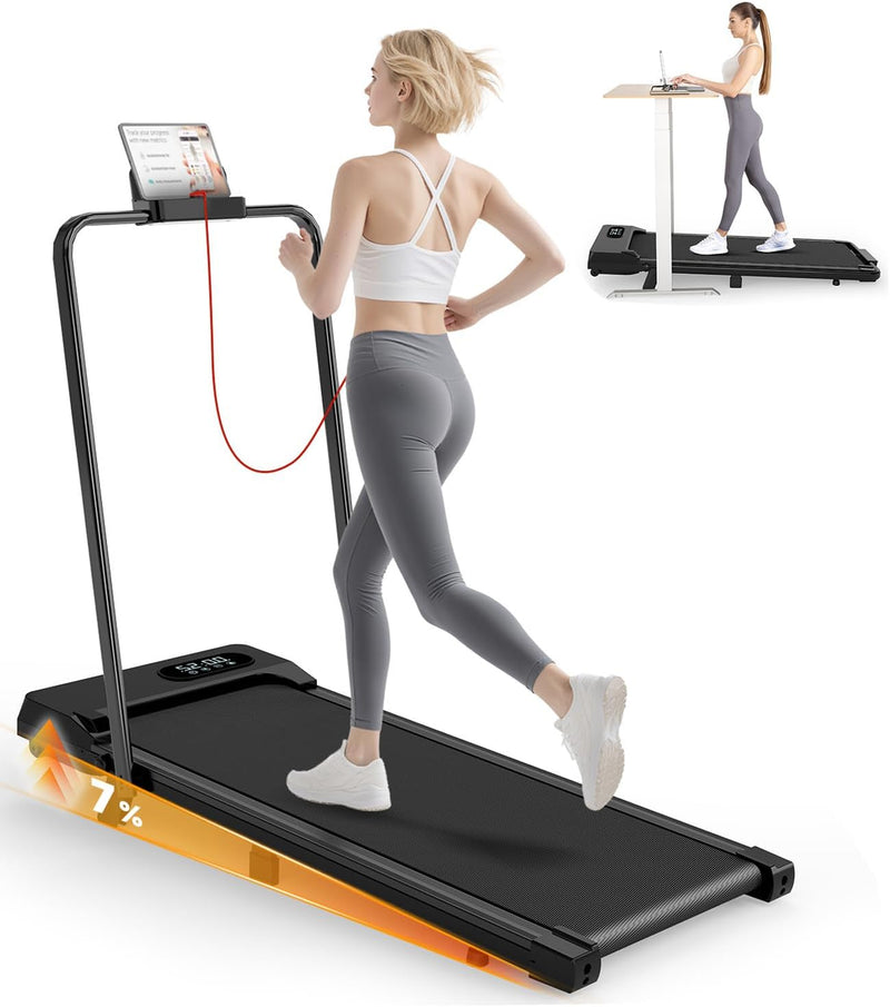 Folding Treadmill with Incline,Walking Pad 2.5HP under Desk Treadmills for Home,1-8Km/H Speed Range,Led Display & Remote Control,No Assembly
