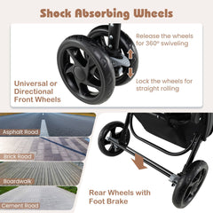 Double Pushchair with Adjustable Backrest and Sunshade