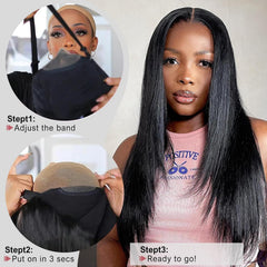 200% Density 9X6 Lace Wig Human Hair for Women, 20 Inch Straight Human Hair Wig, Pre-Cut Pre-Plucked Lace Glueless Human Hair, Real Wear and Go Natural Black Color