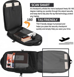 Extra Large Backpack for Men 50L,Water Resistant 17Inch Travel Laptop Work Bag with USB Charging Port anti Theft Big Business TSA Approved Computer Rucksack Women College School,Black