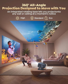 4K Projector with Google TV, 1200 ANSI Native 1080P 4K Decode Home Cinema Projector Smart Short Throw with 360 Stand, 30W Speaker, AI Auto Focus, 6D Keystone, HDR10 Projectors for Bedroom, Outdoor