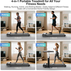 Walking Pad Treadmill with 5% Incline - under Desk Running Machine Mat Pads for Home Office Portable Mini Small Compact Quiet Flat Indoor Magnetic Lightweight Electric Treadmills Remote Control 6KM/H