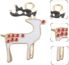 10Pcs Christmas Reindeer Charms Gold Christmas DIY Necklace Bracelet Accessories for Xmas