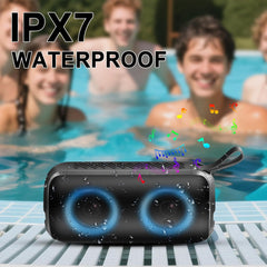 Ultimate Portable Bluetooth Speaker - Loud Stereo Sound, 12Hrs Playtime, IPX7 Waterproof, RGB Lights & Built-In Mic for Home, Garden, Party & Travel