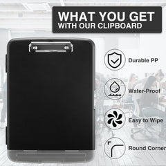 Clipboard with Storage, Clip Board 8.5 X 11 with Pen Holder, Plastic Organization Case Box for Letter Legal A4 Size Paper, Low Profile Clip, Nurses Teachers Must Haves, School & Office Supplies