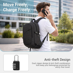 Laptop Backpack, 15.6 Inch Laptop Bag with USB Charging Port, Water Resistant Rucksack for Men Women Work Business College School Travel