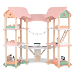 Multi-Layer Wooden Dollhouse Versatile Kids Playhouse Toy with 7-Room