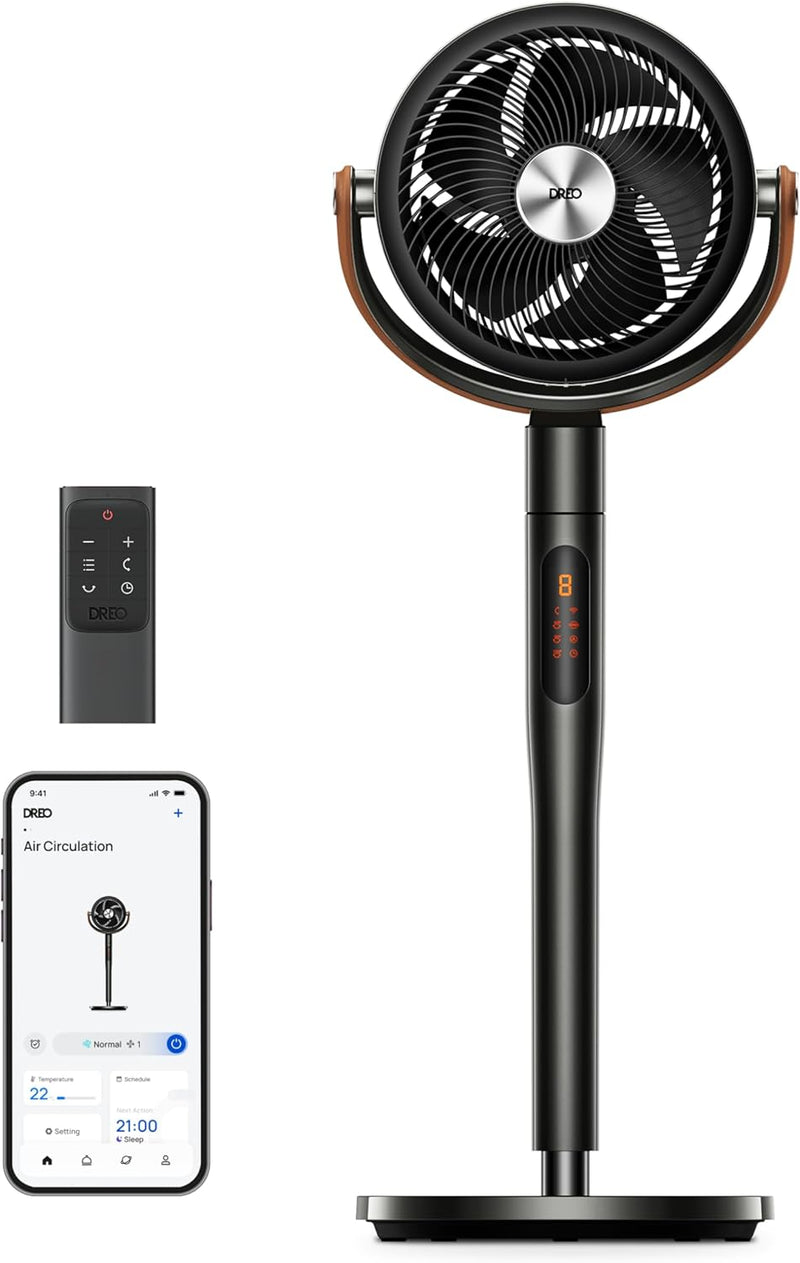 43 Inch Smart Standing Fan for Bedroom, 100Ft Strong Airflow Fan, DC Motor Silent Floor Fans, 120°+105° Oscillating Pedestal Fans with 12H Timer, 6 Modes, Wifi/Alexa/Remote Control