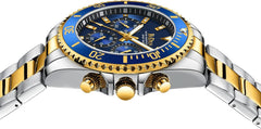 Mens Watches Chronograph Stainless Steel Analog Quartz Watch Waterproof Men'S Wrist Watches Business Casual Fashion Watch for Men