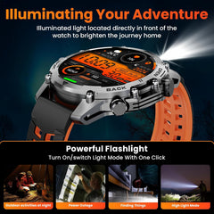 Military Smart Watch for Men, 1.52" HD Smart Watches with Heart Rate/Spo2/Sleep Monitor, 110+ Sports Modes Fitness Tracker, 500Mah Battery Led Flashlight Outdoor Smartwatch for Ios Android