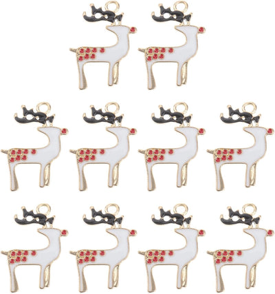 10Pcs Christmas Reindeer Charms Gold Christmas DIY Necklace Bracelet Accessories for Xmas