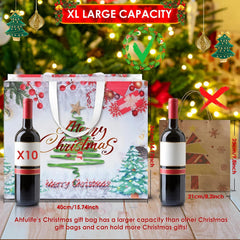 Extra Large Christmas Bags for Gift, 10PCS Reusable Christmas Tote Bags with Handles, Multipack Xmas Gift Bags Non-Woven Christmas Treat Shopping Bags Xmas Party Favor, 40 X 36 X 15Cm