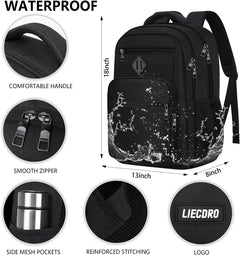 Black Backpack for Men, School Backpack for Boy Teens | 15.6 Inch Laptop Back Pack with Reinforced Straps
