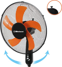 16 Inch Pedestal Fan with Oscillation, Adjustable Height, Quiet Powerful Cooling Airflow, 45W, Black & Orange