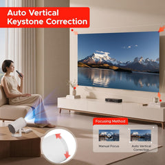 Turn 1 Projector 2026 | Supports 1080P with Android 14.0 | 200 ANSI Lumen Smart Projector, Native 720P Portable Mini Projector for Bedroom | Screen Mirroring for Ios/Android | Gaming & HDMI Compatible