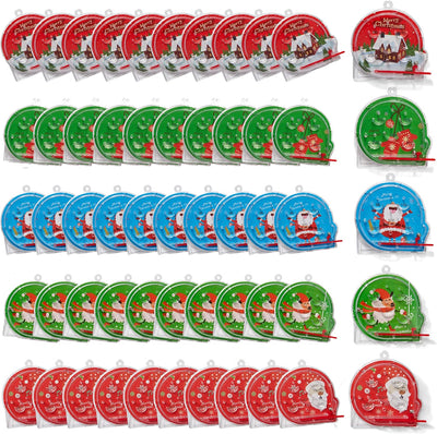 - 50 Mini Christmas Pinball Toy Games, 6Cm - Assorted Festive Designs for Kids, Christmas Crackers, Stocking Party Gift Bag Fillers and Favours