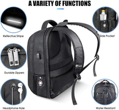 Laptop Backpack, Anti-Theft Business Travel Work Computer Rucksack with USB Charging Port, Large Lightweight College High School Bag for Boy Men Women