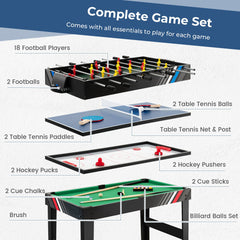 125CM 4-In-1 Multi Games Table with Accessories for Home Play Room
