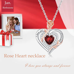Necklace for Women Real Sterling Silver 925/Brass Rose Flower Pendant Necklace Birthstone Jewellery Gift for Women Her Girlfriend Anniversary Birthday Valentines Mothers Day Gift
