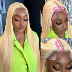 20 Inch 13X6 Lace Front Wigs Human Hair 200 Density 613 Blonde Straight Wigs Pre Plucked Brazilian 13X6 HD Frontal Lace Straight Glueless Wigs Human Hair for Women