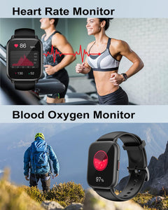Smart Watch - 1.85" HD Fitness Tracker with Call Answering, Spo2 & Heart Rate Monitor, Waterproof, 100+ Sports Modes, 2 Bands for Men & Women