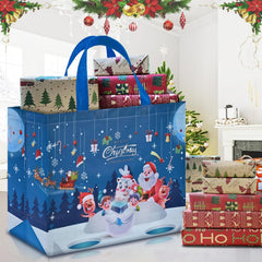 Extra Large Christmas Bags for Gift, 10PCS Reusable Christmas Tote Bags with Handles, Multipack Xmas Gift Bags Non-Woven Christmas Treat Shopping Bags Xmas Party Favor, 40 X 36 X 15Cm