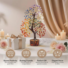 7 Chakra Tree of Life - Stunning Crystal & Gemstone Decor, Perfect Birthday Gift for Women, Elegant Living Room Accessory