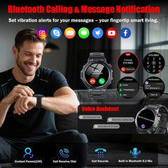 Advanced GPS Smart Watch for Men - 1.43" AMOLED Military Fitness Tracker with 5ATM Waterproof, 130+ Sports Modes, Heart Rate/Sleep/Spo2 Monitoring, Bluetooth Calling - Perfect for Outdoor Fitness on Android & iOS