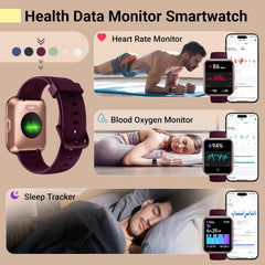 Stylish Smart Watch for Women - 1.85" HD Display, Alexa Built-In, Heart Rate & Sleep Monitor, 120 Sports Modes, Waterproof, with 2 Straps - Compatible with iPhone & Android