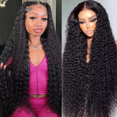 13X6 Deep Wave Human Hair Wig Pre Plucked Brazilian Virgin 200% Density Deep Lace Front Wigs Wet and Wavy with Baby Hair for Women 20 Inch