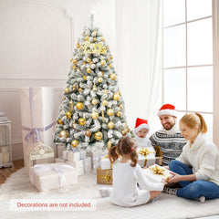 180 Cm Snow Flocked Artificial Christmas Tree with 600 Tips