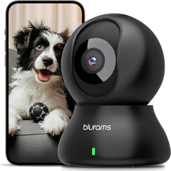 Pet Camera 2K Black, Indoor Camera, Dog Camera, 360° Home Security Camera, 2.4G & 5G, Night Vision, Motion Tracking, 2-Way Talk, Cloud&Sd, APP Control, Works with Alexa