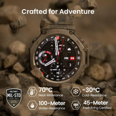 T-Rex 3 Adventure Smartwatch - 48mm AMOLED Display, Dual Band GPS, 27-Day Battery, Offline Maps, 170 Sports Modes, 45M Freediving & NFC Payment