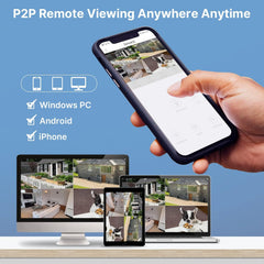 【5MP+3TB Hard Drive】 Wireless Security Camera System with 12"Monitor Wireless CCTV System 10CH Nvr,4X5Megapixel Outdoor Wifi IP Camera with 2-Way Audio Night Vision Remote View Instant Alert