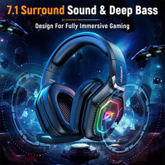 Wireless Gaming Headset, Compatible with PC Ps5 Ps4 Boasts 2.4Ghz Lossless Audio, USB & Type-C, Flip Microphone and 40-Hr Battery - Suited for Switch, Laptop, Mac