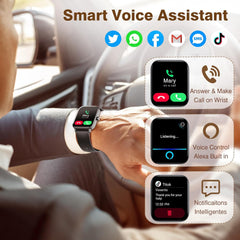 Smart Watch for Men Answer/Make Call & Alexa Built-In, 1.8" Fitness Watch Women with 100+ Sport Modes & IP68 Waterproof, Fitness Tracker with Heart Rate Sleep Monitor, Step Counter for Ios Android