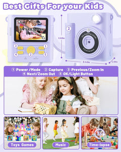 Kids Camera Instant Print,1080P HD Digital Camera for Girls & Boys, Safe Inkless Printing Toys Gifts,32Gb SD Card & 3 Rolls Paper, Birthday Christmas New Year'S Gifts for Ages 3-12