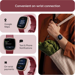 Versa 4 Fitness Smartwatch - GPS, 6-Day Battery Life, IOS & Android Compatible, Stylish Beet Juice/Copper Rose Design