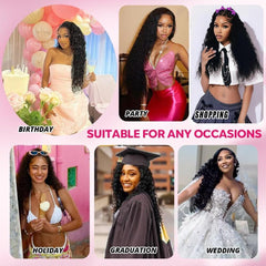 24 Inch 13X6 Deep Wave Lace Front Wigs Human Hair Wigs for Women HD Transparent Deep Curly Human Hair Wig 200 Density Pre Plucked Natural Color