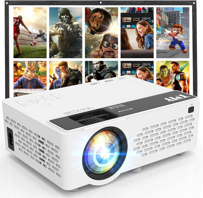 1080P Mini Portable Projector, 2-Way Bluetooth, with 80In Screen | 1080P Home Theater, Indoor/Outdoor Movies, Compatible with TV Stick/Roku/Phone/Pc/Ps/Dvd/Hdmi/Usb