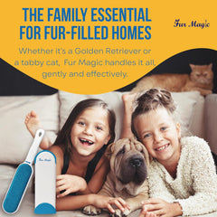 Pet Hair Remover Lint Brush with Self-Cleaning Base, Reusable Fluff Remover for Clothes, Double-Sided Fur Cleaner for Dog and Cat