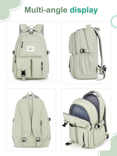 Lightweight School Backpack Womens, Cute School Bag for Teenager Girls, 15.6 Laptop Rucksack Backpack for School Casual Daypacks Travel Backpack for College Work Green 25L
