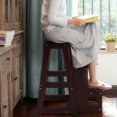 Folding 3 Tier Step Stool Wooden Folding Stepladder Shelf