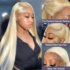 20 Inch 13X6 Lace Front Wigs Human Hair 200 Density 613 Blonde Straight Wigs Pre Plucked Brazilian 13X6 HD Frontal Lace Straight Glueless Wigs Human Hair for Women